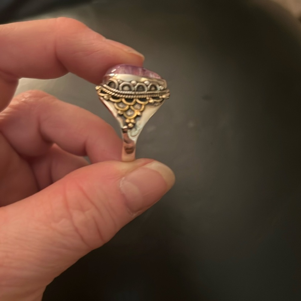 Pink Moonstone Solid Sterling Gemstone Ring Size 8 - image 2